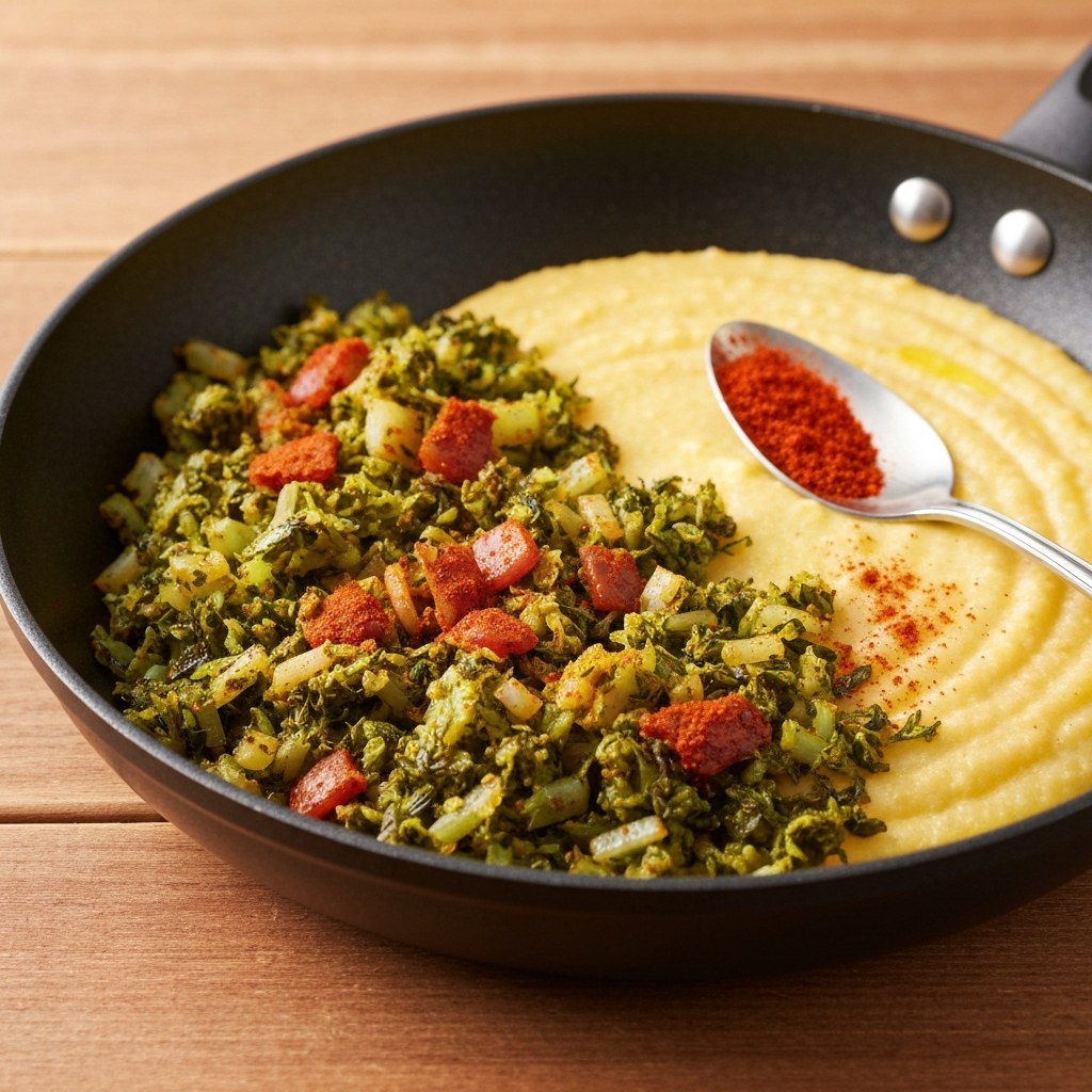 Gebratener Spitzkohl mit geräuchertem Paprika und cremiger Polenta